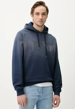 The Kooples hanorac de bumbac culoarea bleumarin, cu gluga, cu imprimeu, HSWE30019K imagine