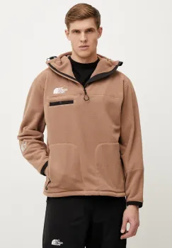 The North Face hanorac fleece TNF X NSE barbati, culoarea maro, cu gluga, neted, NF0A8BJZ6IH1 imagine