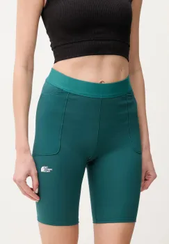 The North Face pantaloni scurti sport Refina femei, culoarea verde, neted, high waist, NF0A8EF76GI1 imagine