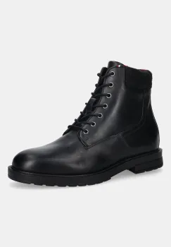 Tommy Hilfiger bocanci de piele CLEATED HILFIGER W LTH BOOT imagine