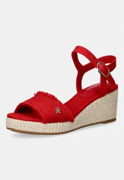 Tommy Hilfiger sandale cu platforma MID WOVEN WEDGE ESPAD FRINGE imagine