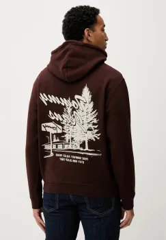 Tommy Jeans bluza culoarea maro, cu gluga, cu imprimeu, DM0DM22088 imagine