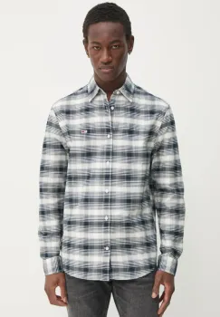 Tommy Jeans camasa barbati, culoarea albastru marin, cu guler clasic, regular, DM0DM21096 imagine