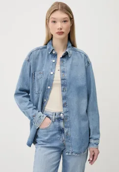 Tommy Jeans camasa din denim cu guler clasic, relaxed, DW0DW20365 imagine