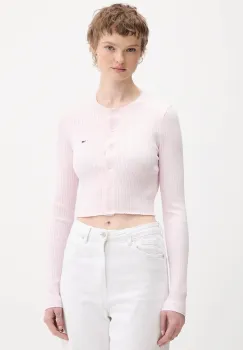 Tommy Jeans cardigan copii culoarea roz, light, DW0DW22023 imagine