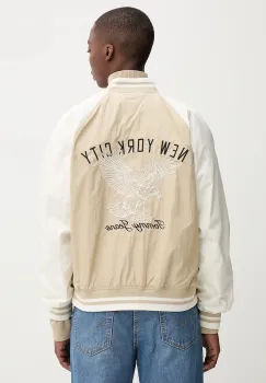 Tommy Jeans geaca bomber culoarea bej, de tranzitie, DM0DM21668 imagine