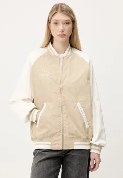 Tommy Jeans geaca bomber culoarea bej, de tranzitie, DW0DW21432 imagine