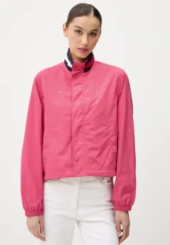 Tommy Jeans geaca culoarea roz, de tranzitie, oversize, DW0DW20439 imagine