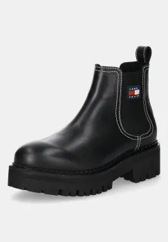 Tommy Jeans ghete chelsea de piele TJW URBAN CHELSEA BOOT culoarea negru, cu platforma, EN0EN02908 imagine