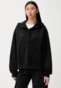 Tommy Jeans hanorac de bumbac culoarea negru, cu gluga, uni, DW0DW21924 imagine