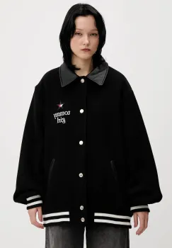 Tommy Jeans jacheta din amestec de lana culoarea negru, de tranzitie, DN0DN00093 imagine