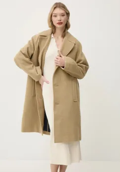 Tommy Jeans palton din lana culoarea bej, de tranzitie, oversize, DW0DW20166 imagine