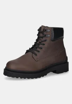 Tommy Jeans pantofi TJM LACE UP BOOT LEATHER culoarea maro, EM0EM01629 imagine