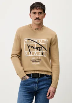 Tommy Jeans pulover de bumbac culoarea maro, DM0DM22401 imagine