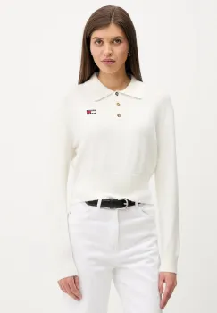 Tommy Jeans pulover din amestec de lana de alpaca culoarea bej, DW0DW22558 imagine