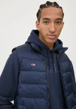 Tommy Jeans vesta de puf barbati, culoarea albastru marin, de tranzitie, DM0DM20663 imagine