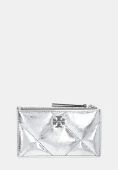 Tory Burch portofel de piele Kira Diamond culoarea argintiu, 175012-040 imagine