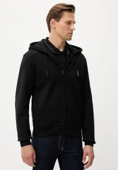 Trussardi hanorac de bumbac culoarea negru, cu gluga, uni, G8068000028N imagine