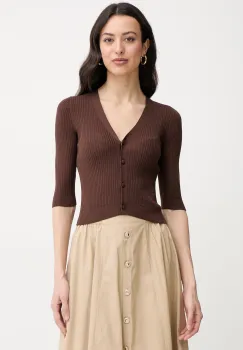 Twinset cardigan de dama cu amestec de matase imagine