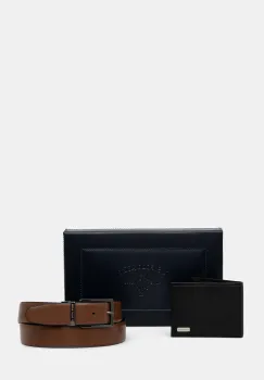 U.S. Polo Assn. portofel si curea din piele Lawrence culoarea negru, WIU6L2681MHA imagine