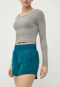 Under Armour pantaloni scurti de antrenament Flex culoarea verde, neted, high waist imagine