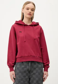 Vans hanorac de bumbac culoarea rosu, cu gluga, uni, VN000P5PBRD1 imagine