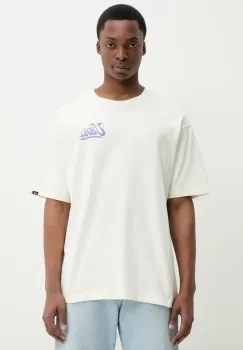 Vans tricou din bumbac barbati, culoarea bej, cu imprimeu, VN000NTWFS81 imagine