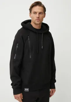 Versace Jeans Couture hanorac de bumbac barbati, culoarea negru, cu gluga, neted, 77GAI307 F0002 imagine
