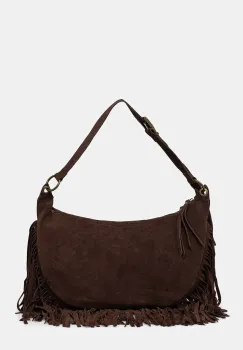 ViCOLO geanta croissant damska din piele intoarsa imagine