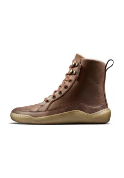 Vivobarefoot cizme de piele GOBI BOOT WARMLINED culoarea maro, cu toc plat, 209439 imagine