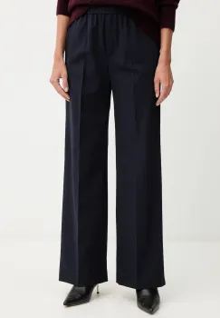 Weekend Max Mara pantaloni cu lana PETRA culoarea bleumarin, drept, high waist, 2525136032600 imagine
