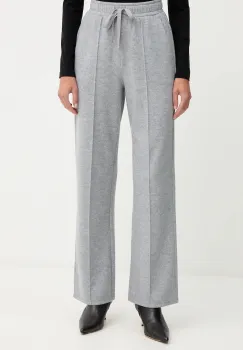 Weekend Max Mara pantaloni cu lana SPONDA culoarea gri, lat, high waist, 2525786022600 imagine