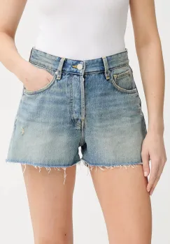 Won Hundred pantaloni scurti jeans uni, high waist, 3673-15028 imagine