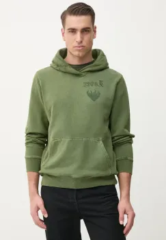 ZADIG&VOLTAIRE hanorac de bumbac barbati, culoarea verde, cu gluga, cu imprimeu, JMSS01253 imagine