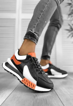 Adidasi barbati albi cu portocaliu A100 imagine