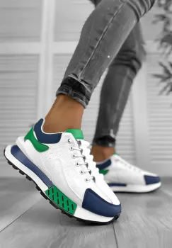 Adidasi barbati albi cu verde A100 imagine