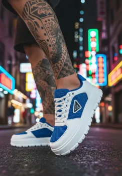 Adidasi barbati casual  alb cu albastru L100 imagine