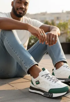 Adidasi barbati casual  albi A103 imagine