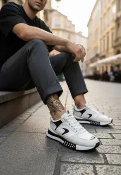 Adidasi barbati casual  albi A105 imagine