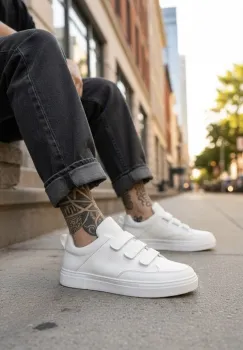 Adidasi barbati casual  albi  C35 imagine