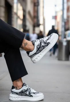 Adidasi barbati casual  albi cu gri  VLT L75 imagine