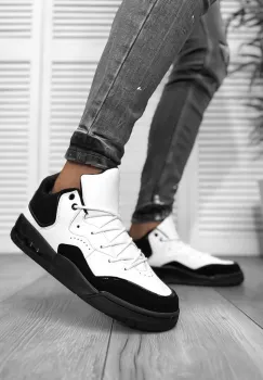 Adidasi barbati casual  albi cu negru 5919 imagine