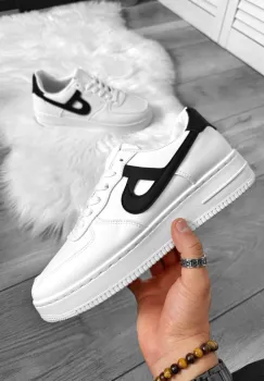 Adidasi barbati casual  albi cu negru A99 imagine