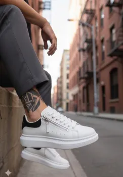 Adidasi barbati casual  albi cu negru K05 N10-1 imagine