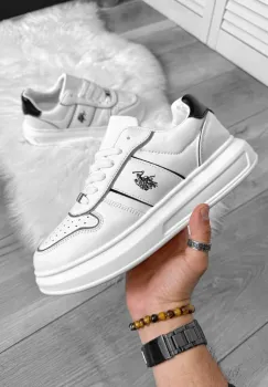 Adidasi barbati casual  albi cu negru L86 imagine