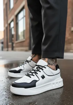 Adidasi barbati casual  albi cu negru  VLT L75 imagine