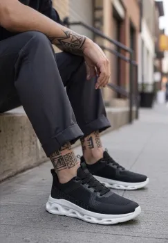 Adidasi barbati casual  negri cu alb 1685 imagine