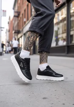 Adidasi barbati casual  negri cu alb L100 imagine