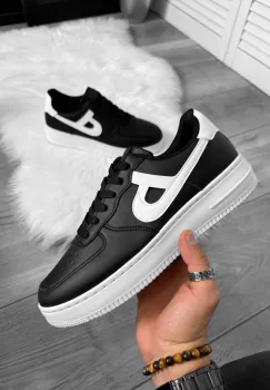 Adidasi barbati casual  negri cu talpa alba A99 imagine