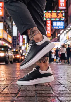 Adidasi barbati casual negri  talpa alba VIP ZR 777 imagine